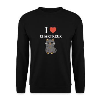 Humour chat chartreux - Sweat-shirt Unisexe - noir - Devant - Alina (178cm) & Michal (187cm)