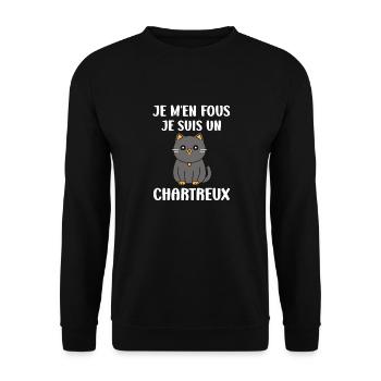 Humour chat chartreux - Sweat-shirt Unisexe - noir - Devant - Alina (178cm) & Michal (187cm)