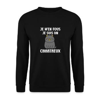 Humour chat chartreux - Sweat-shirt Unisexe - noir - Devant - Alina (178cm) & Michal (187cm)