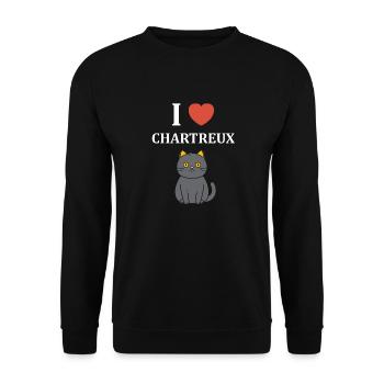 Humour chat chartreux - Sweat-shirt Unisexe - noir - Devant - Alina (178cm) & Michal (187cm)