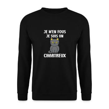 Humour chat chartreux - Sweat-shirt Unisexe - noir - Devant - Alina (178cm) & Michal (187cm)