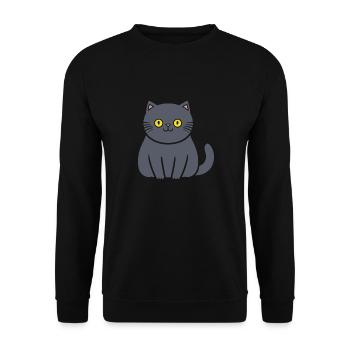 Chartreux kleine Katze - Unisex Pullover - Schwarz - Vorne - Alina (178cm) & Michal (187cm)