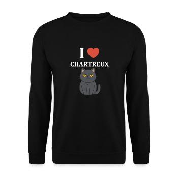 Humour chat chartreux - Sweat-shirt Unisexe - noir - Devant - Alina (178cm) & Michal (187cm)
