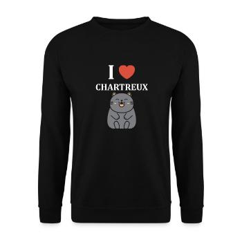 Humour chat chartreux - Sweat-shirt Unisexe - noir - Devant - Alina (178cm) & Michal (187cm)