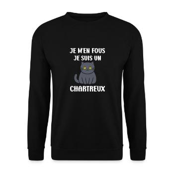 Humour chat chartreux - Sweat-shirt Unisexe - noir - Devant - Alina (178cm) & Michal (187cm)
