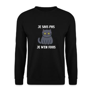Humour chat chartreux - Sweat-shirt Unisexe - noir - Devant - Alina (178cm) & Michal (187cm)