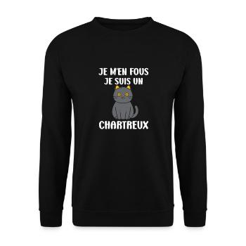 Humour chat chartreux - Sweat-shirt Unisexe - noir - Devant - Alina (178cm) & Michal (187cm)