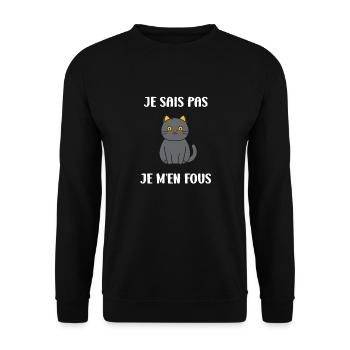 Humour chat chartreux - Sweat-shirt Unisexe - noir - Devant - Alina (178cm) & Michal (187cm)