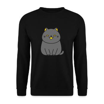 Chartreux kleine Katze - Unisex Pullover - Schwarz - Vorne - Alina (178cm) & Michal (187cm)