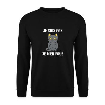 Humour chat chartreux - Sweat-shirt Unisexe - noir - Devant - Alina (178cm) & Michal (187cm)