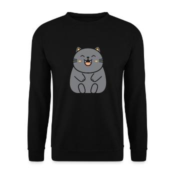 Cat - Unisex Sweatshirt - black - Front - Alina (178cm) & Michal (187cm)