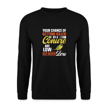 Molina Parakeet Parrot Bird Parakeet - Unisex Sweatshirt - black - Front - Alina (178cm) & Michal (187cm)