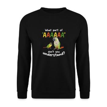 Molina Parakeet Parrot Bird Parakeet - Unisex Sweatshirt - black - Front - Alina (178cm) & Michal (187cm)