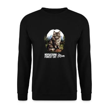 Norwegian Forest Cat Norwegische Waldkatze - Unisex Pullover - Schwarz - Vorne - Alina (178cm) & Michal (187cm)