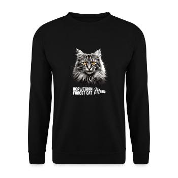 Norwegian Forest Cat Norwegische Waldkatze - Unisex Pullover - Schwarz - Vorne - Alina (178cm) & Michal (187cm)