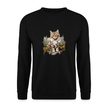 Norwegian Forest Cat Norwegische Waldkatze - Unisex Pullover - Schwarz - Vorne - Alina (178cm) & Michal (187cm)