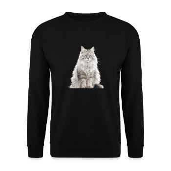 Norwegian Forest Cat Norwegische Waldkatze - Unisex Pullover - Schwarz - Vorne - Alina (178cm) & Michal (187cm)