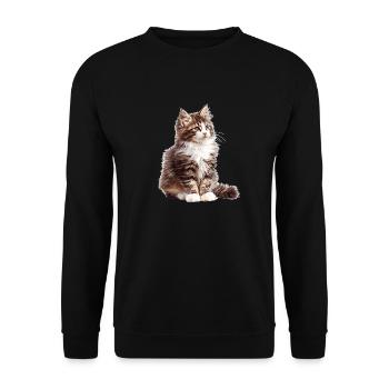 Norwegian Forest Cat Norwegische Waldkatze - Unisex Pullover - Schwarz - Vorne - Alina (178cm) & Michal (187cm)