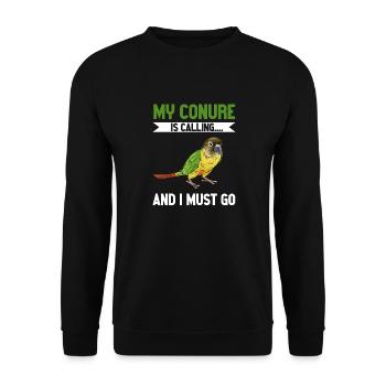 Molina Perruche Perroquet Perruche Oiseau Perruche - Sweat-shirt Unisexe - noir - Devant - Alina (178cm) & Michal (187cm)