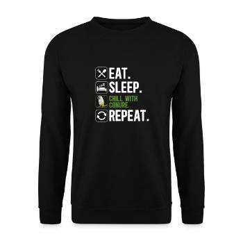 Molina Parakeet Parrot Bird Parakeet - Unisex Sweatshirt - black - Front - Alina (178cm) & Michal (187cm)