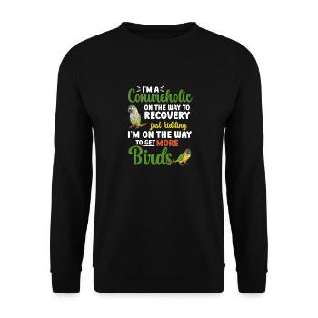 Molina Parakeet Parrot Bird Parakeet - Unisex Sweatshirt - black - Front - Alina (178cm) & Michal (187cm)