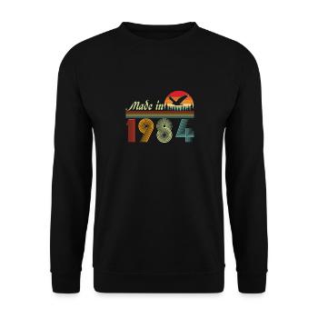Vinatge 1984 Geburtstagsgeschenk - Unisex Pullover - Schwarz - Vorne - Alina (178cm) & Michal (187cm)