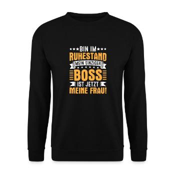 Witziges Ruhestand Abschiedsgeschenk - Unisex Pullover - Schwarz - Vorne - Alina (178cm) & Michal (187cm)