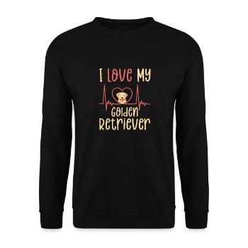 I Love My Golden Retriever Dog Owner Retriever Bre - Unisex Pullover - Schwarz - Vorne - Alina (178cm) & Michal (187cm)