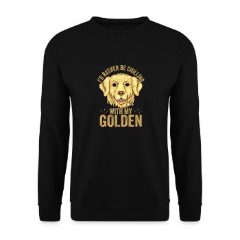 Je préfère être en train de avec mon propriétaire doré doré - Sweat-shirt Unisexe - noir - Devant - Alina (178cm) & Michal (187cm)
