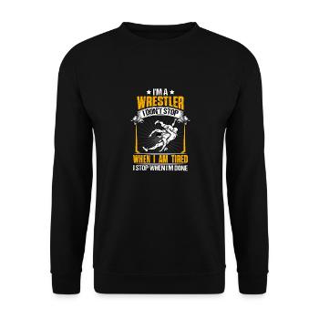 Wrestling Lustiges Zitat - Unisex Pullover - Schwarz - Vorne - Alina (178cm) & Michal (187cm)