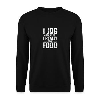 I Jogging because I Really like Food Jogging - Unisex Sweatshirt - black - Front - Alina (178cm) & Michal (187cm)