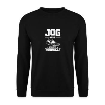 Jogging and Know Yourself Joggen - Unisex Sweatshirt - black - Front - Alina (178cm) & Michal (187cm)