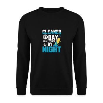 Nettoyeur le jour Vraiment fatigué la nuit Ménage - Sweat-shirt Unisexe - noir - Devant - Alina (178cm) & Michal (187cm)