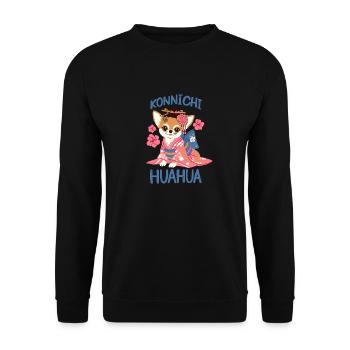 Japanischer Chihuahua - Unisex Pullover - Schwarz - Vorne - Alina (178cm) & Michal (187cm)