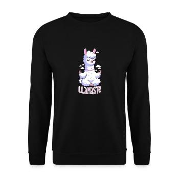Lama meditiert - Namaste! - Unisex Pullover - Schwarz - Vorne - Alina (178cm) & Michal (187cm)