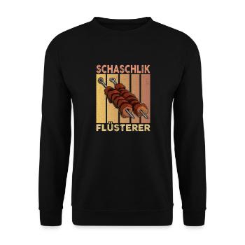 Schaschlik Flüsterer Retro Russland Fleisch - Unisex Pullover - Schwarz - Vorne - Alina (178cm) & Michal (187cm)
