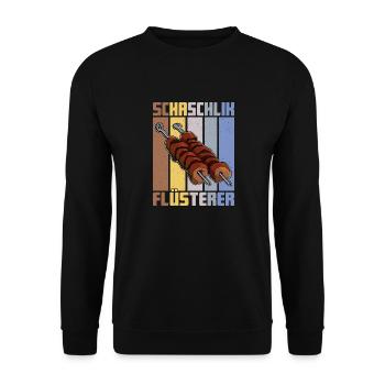 Shashlik Whisperer Retro Russia Meat - Unisex Sweatshirt - black - Front - Alina (178cm) & Michal (187cm)