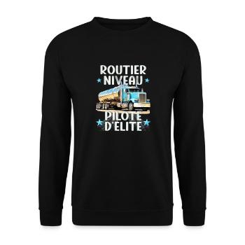 Routier élite camion cadeau chauffeur routier - Sweat-shirt Unisexe - noir - Devant - Alina (178cm) & Michal (187cm)