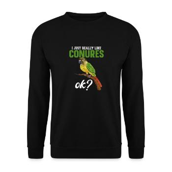 Molina Perruche Perroquet Perruche Oiseau Perruche - Sweat-shirt Unisexe - noir - Devant - Alina (178cm) & Michal (187cm)