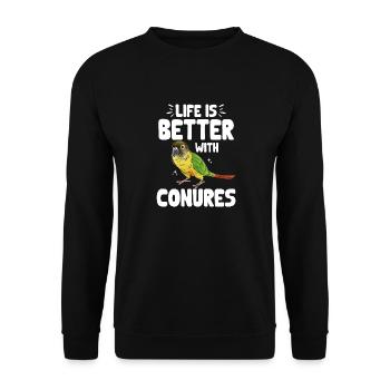Molina Perruche Perroquet Perruche Oiseau Perruche - Sweat-shirt Unisexe - noir - Devant - Alina (178cm) & Michal (187cm)