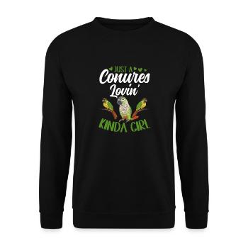 Molina Parakeet Parrot Bird Parakeet - Unisex Sweatshirt - black - Front - Alina (178cm) & Michal (187cm)