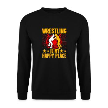 Wrestling ist mein glücklicher Ort - Unisex Pullover - Schwarz - Vorne - Alina (178cm) & Michal (187cm)
