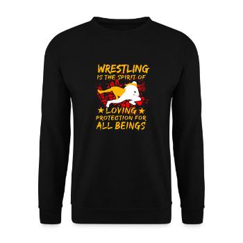 Wrestling ist der Geist, der alle liebt und beschützt - Unisex Pullover - Schwarz - Vorne - Alina (178cm) & Michal (187cm)