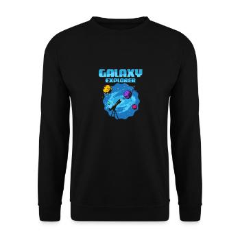 Galaxy Explorer Astronomy Telescope Stargazer - Unisex Pullover - Schwarz - Vorne - Alina (178cm) & Michal (187cm)