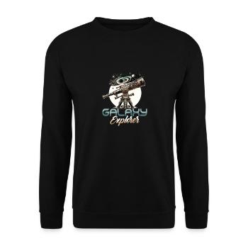 Galaxy Explorer Stargazer Telescope Astronomy - Unisex Pullover - Schwarz - Vorne - Alina (178cm) & Michal (187cm)