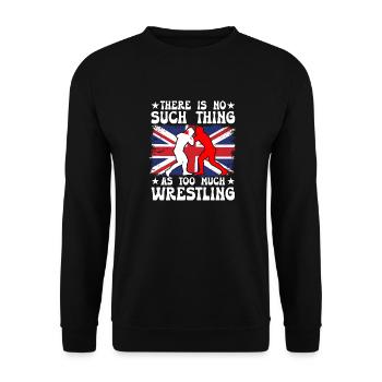 Es gibt nicht zu viel Wrestling - Unisex Pullover - Schwarz - Vorne - Alina (178cm) & Michal (187cm)