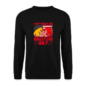 J’aime vraiment la lutte, d’accord ? - Sweat-shirt Unisexe - noir - Devant - Alina (178cm) & Michal (187cm)
