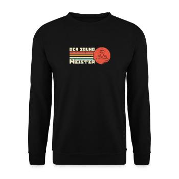 Der Sauna Meister Spa Massage Schwitzstube - Unisex Pullover - Schwarz - Vorne - Alina (178cm) & Michal (187cm)