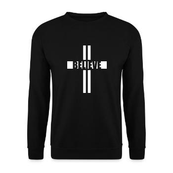 Croire Croix Jésus-Christ Foi Chrétien Amant - Sweat-shirt Unisexe - noir - Devant - Alina (178cm) & Michal (187cm)