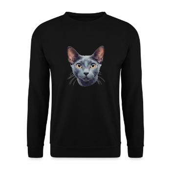 Chat bleu russe Russisch Blau Katze - Sweat-shirt Unisexe - noir - Devant - Alina (178cm) & Michal (187cm)